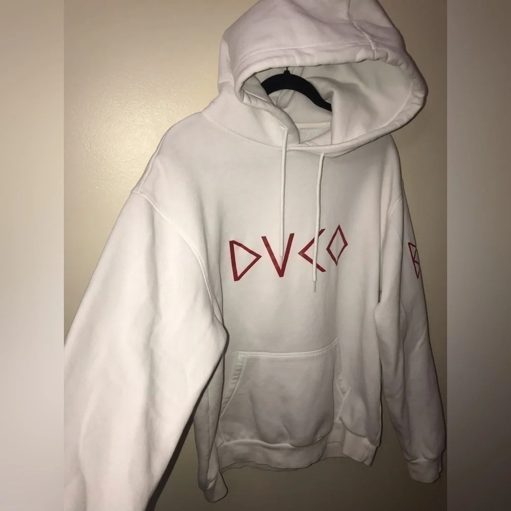 DIVIDED Mens Cotton Blend Soft White Printed Graphic Hoodie Sweatshirt Size M